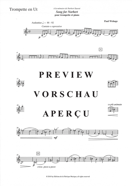 Produktgalerie: Seite 12 von 13 Song for Norbert , , (Trompete in B oder C + Klavier)