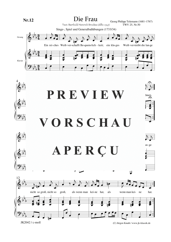 gallery: Die Frau TWV 25, Nr.12, , Gesang + Klavier/Orgel/Cembalo