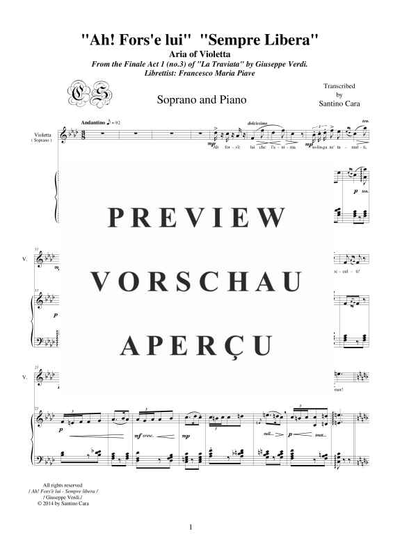 Produktgalerie: Seite 2 von 10 La Traviata - (Act 1) 'Ah Fors'è lui', 'Sempre libera', , Sopran und Klavier
