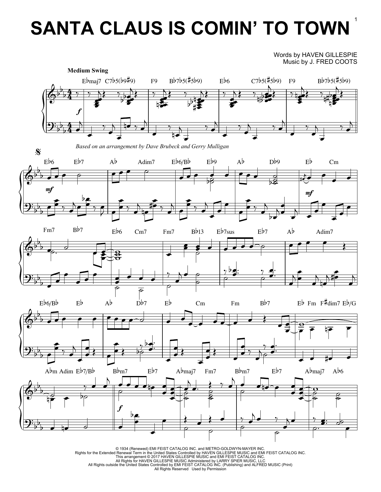Product gallery: Page 1 of 1 Santa Claus Is Comin' To Town [Jazz version], Dave Brubeck