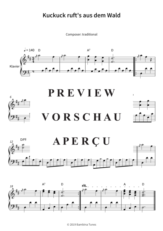 Produktgalerie: Seite 4 von 4 Kuckuck ruft´s aus dem Wald , , Klavier Solo