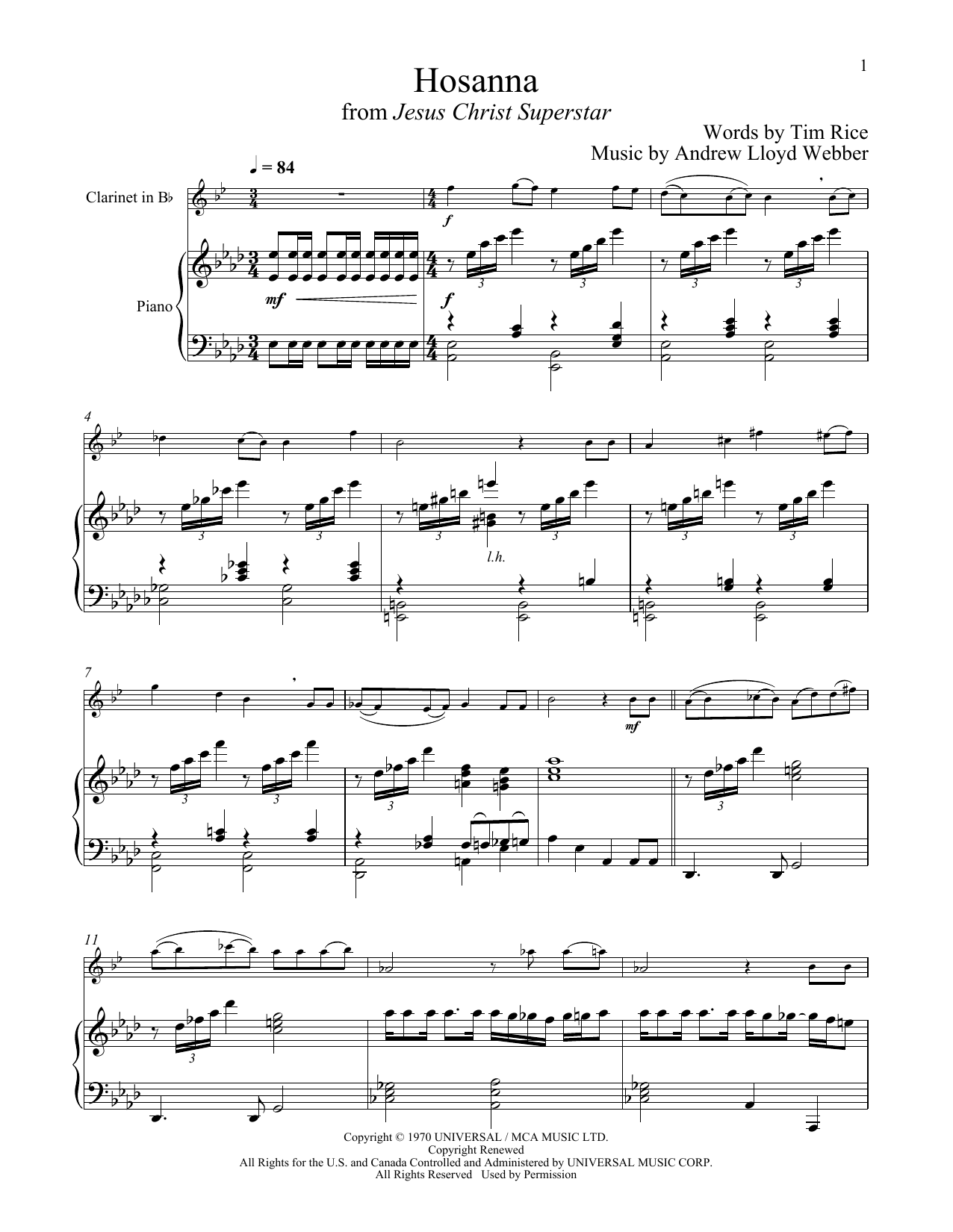 Produktbild zu: Hosanna (from Jesus Christ Superstar)