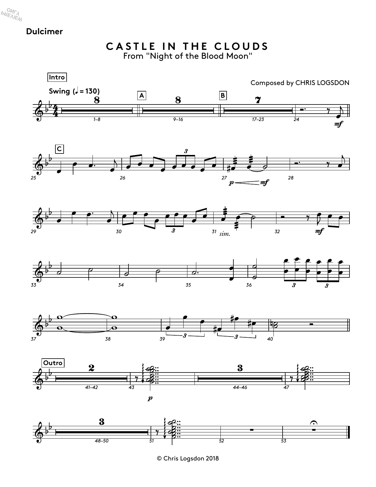 Produktbild zu: Castle In The Clouds (from Night of the Blood Moon) - Dulcimer