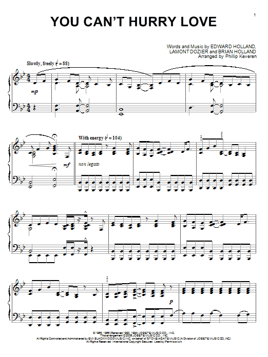 Produktgalerie: Seite 1 von 1 You Can't Hurry Love (arr. Phillip Keveren), The Supremes, Klavier