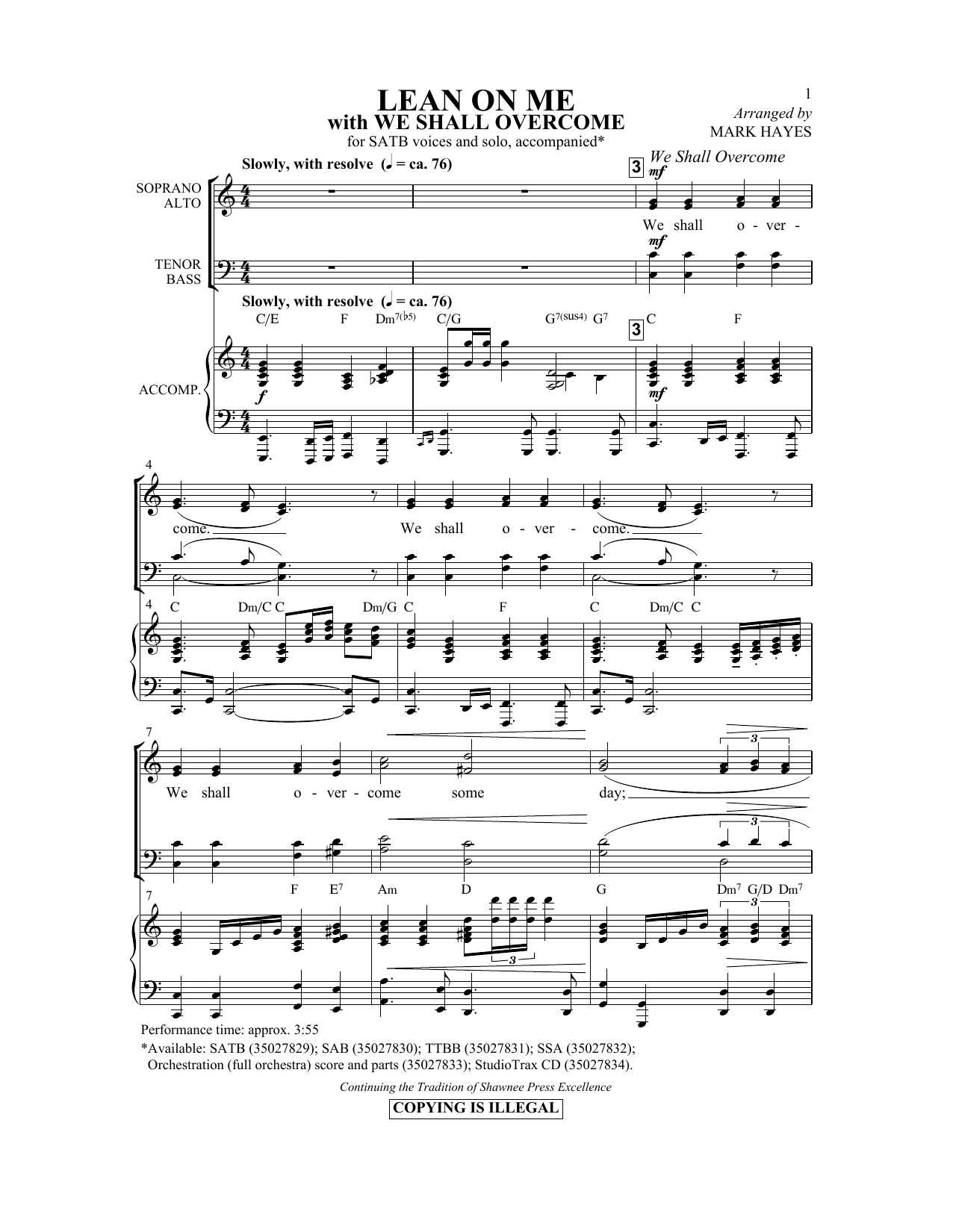 Produktgalerie: Seite 1 von 1 Lean On Me (with We Shall Overcome), Mark Hayes, Chor