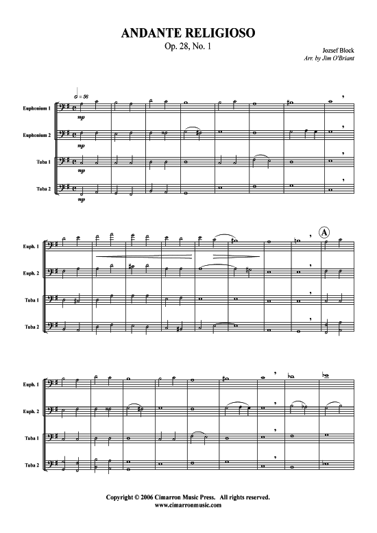 Product picture to: Andante Religioso  J. Block (Op. 28, Nr. 1)