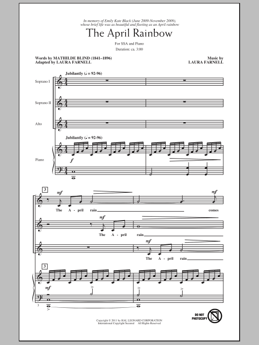 Produktgalerie: Seite 1 von 1 The April Rainbow, Laura Farnell, Chor
