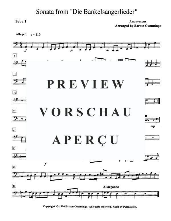 Produktgalerie: Seite 9 von 11 Sonata from "Die Bänkelsängerlieder", , Tuba Quintett EETTT