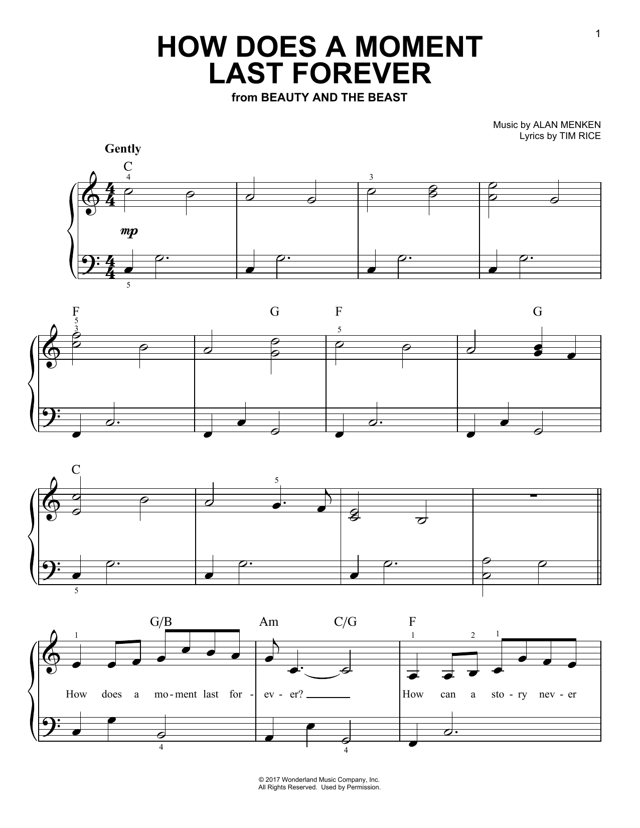 Produktbild zu: How Does A Moment Last Forever (from Beauty And The Beast)