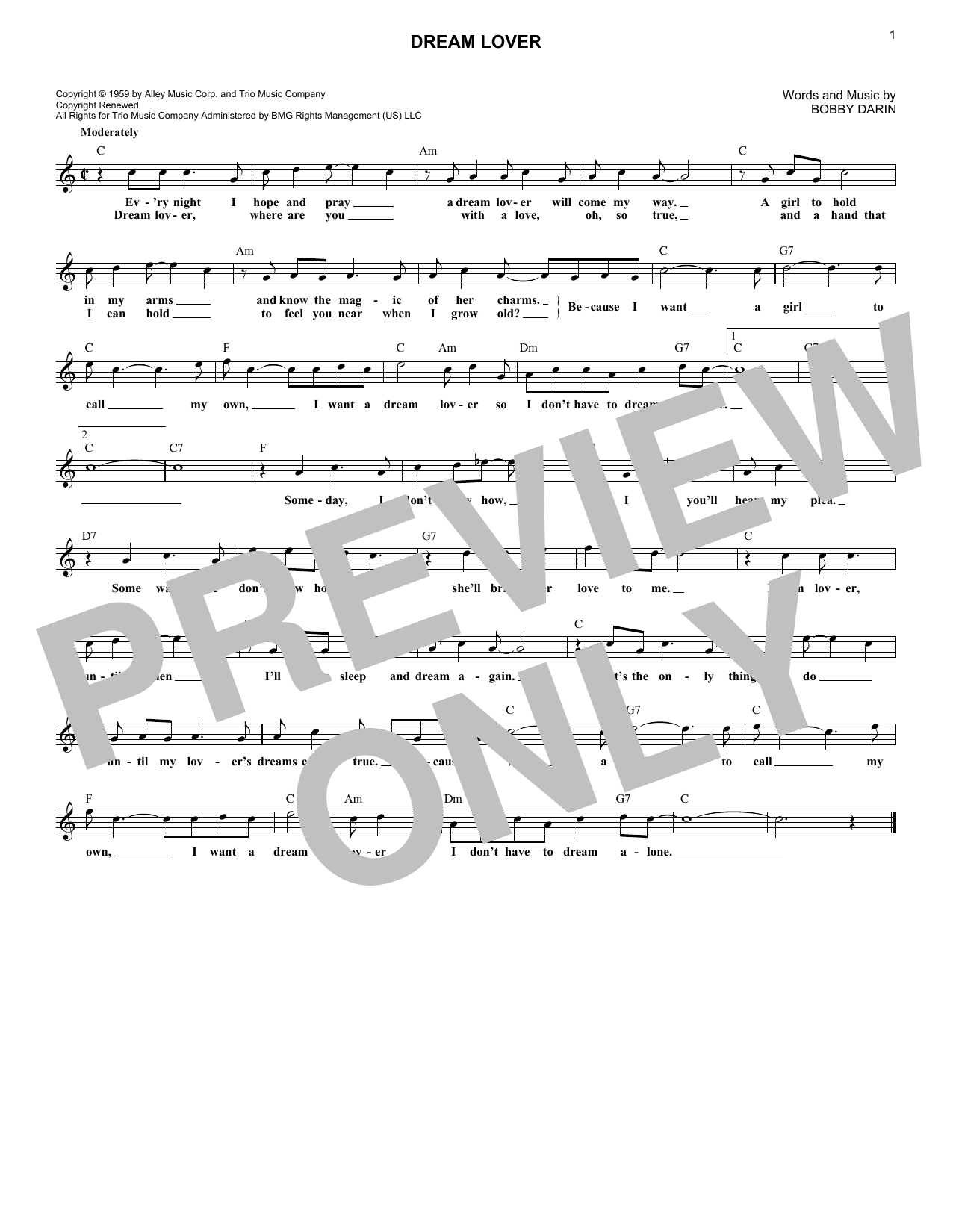 Produktgalerie: Seite 1 von 1 Dream Lover, Bobby Darin, Melodieinstrument