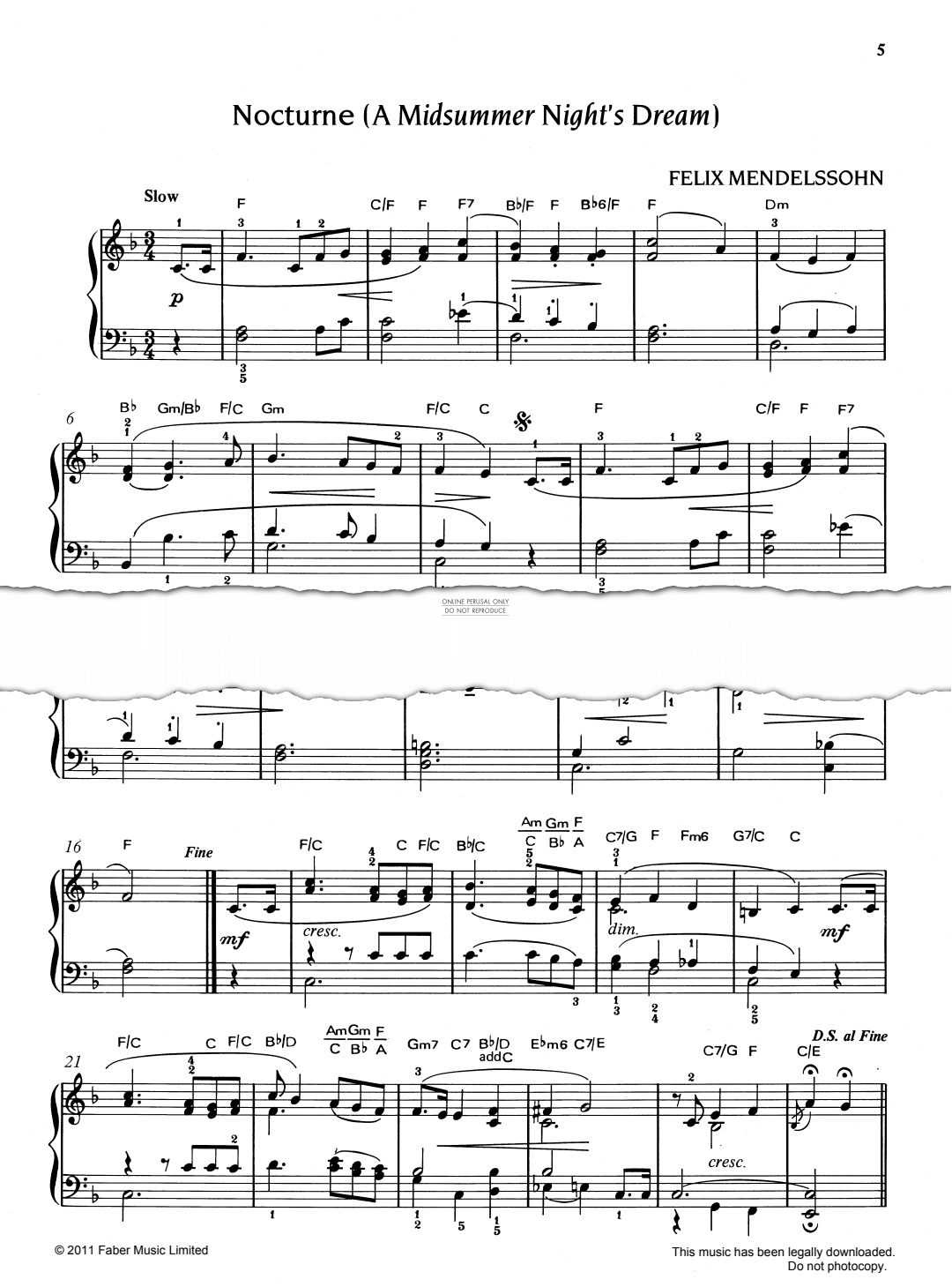 Product gallery: Page 1 of 1 Nocturne (from A Midsummer Night's Dream), Felix Mendelssohn