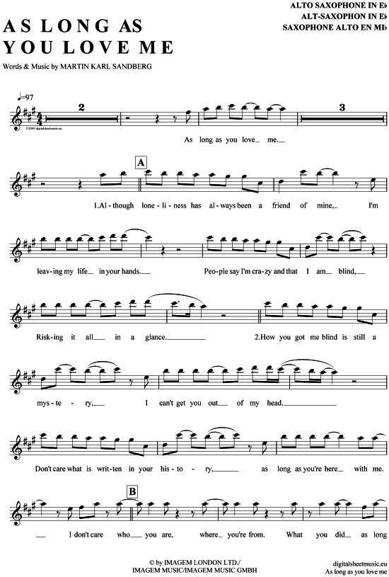 Product gallery: Page 1 of 4 As long as you love me , Backstreet Boys, Alto Saxophone