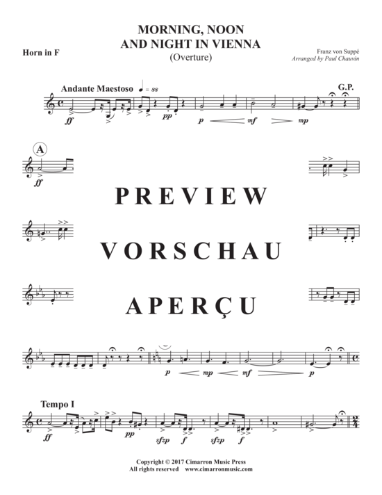 Produktgalerie: Seite 18 von 21 Morning, Noon and Nightin Vienna (Overture) , ,  (Blechbläserquintett)