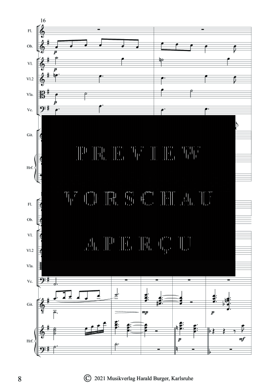 gallery: Landscapes, , Gemischtes Ensemble für Flöte, Oboe, Streicher, Gitarre und Harfe - Partitur