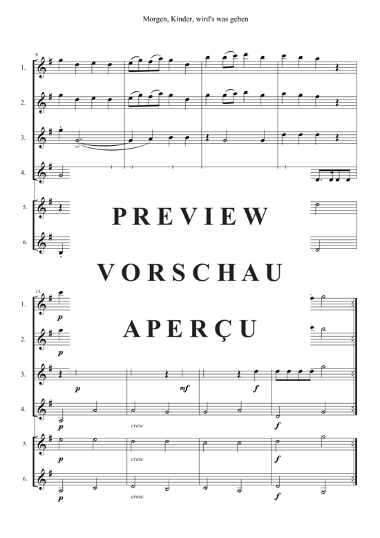Produktgalerie: Seite 7 von 11 Morgen, Kinder, wird´s was geben , , (flexibles Quintett)