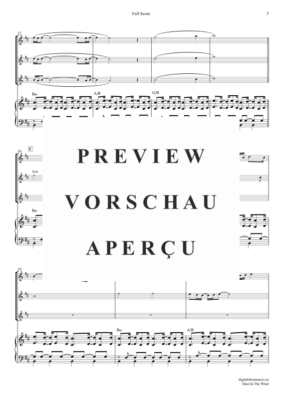 Product gallery: Page 4 of 11 Dust In The Wind, Kansas, (flute trio + piano)