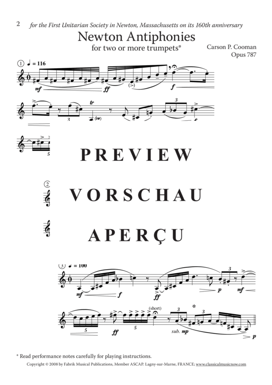 Product gallery: Page 3 of 4 Newton Antiphonies , , (Brass ensemble 2 or more trumpets)