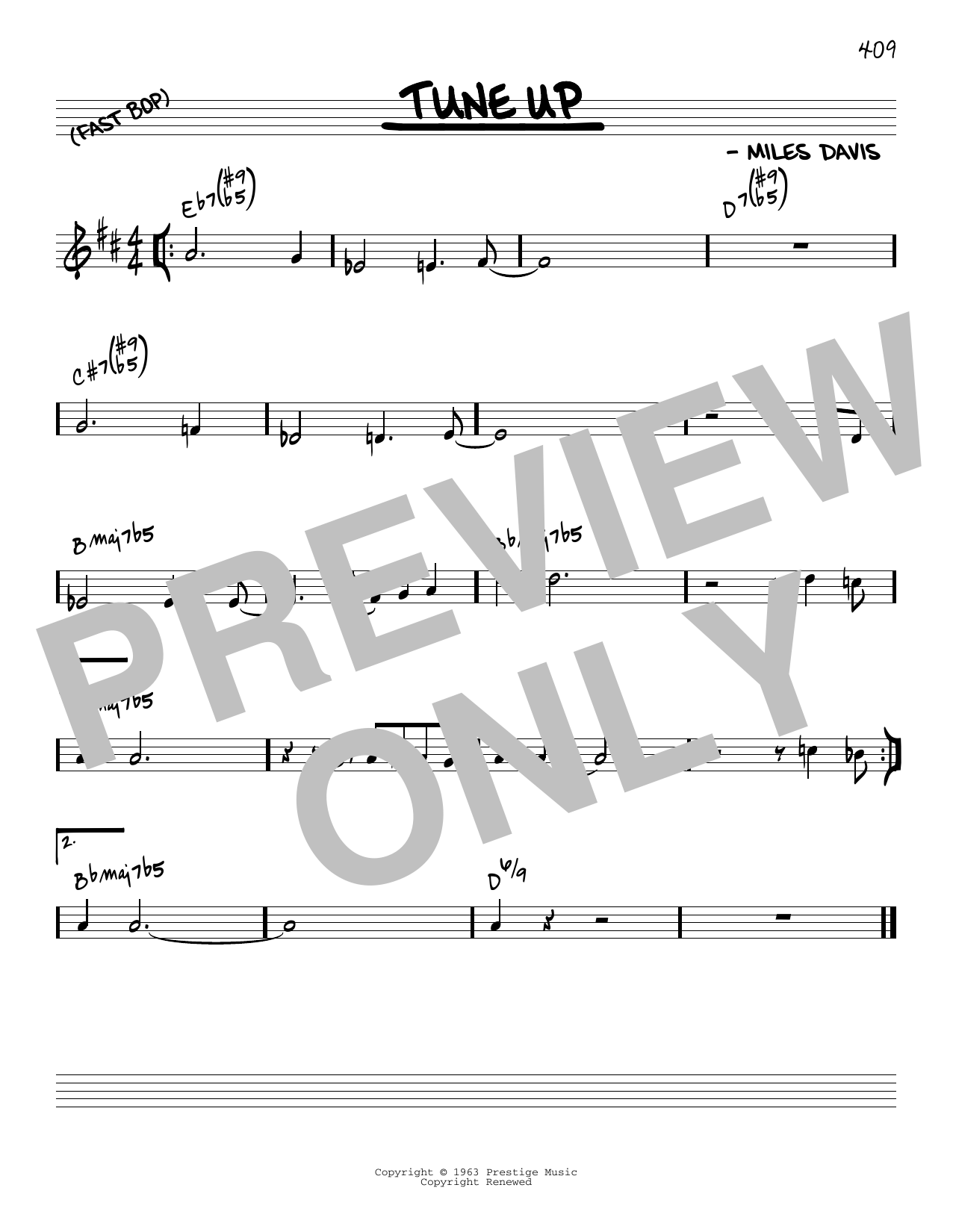 Produktbild zu:  Tune Up [Reharmonized version] (arr. Jack Grassel) - Miles Davis