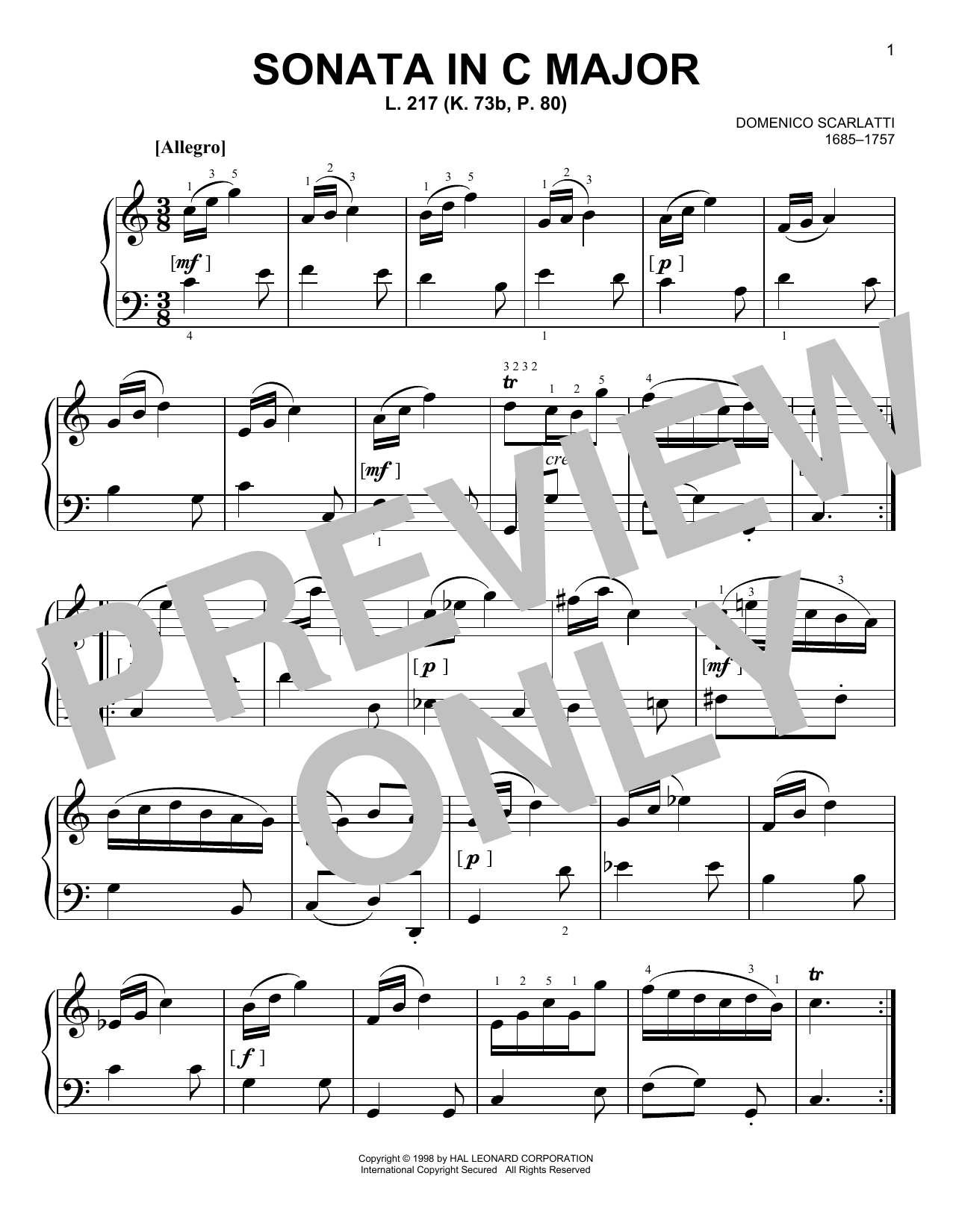 Product picture to: Sonata In C Major, L. 217