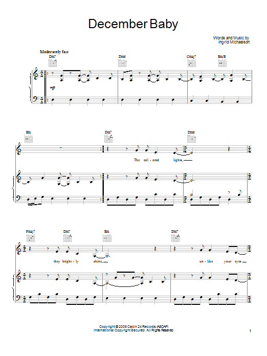 Produktgalerie: Seite 1 von 1 December Baby, Ingrid Michaelson, Gesang, Gitarre, Klavier