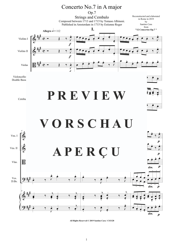 Product gallery: Page 2 of 11 Concerto No.7 in A-Dur Op.7, , String Ensemble and Harpsichord