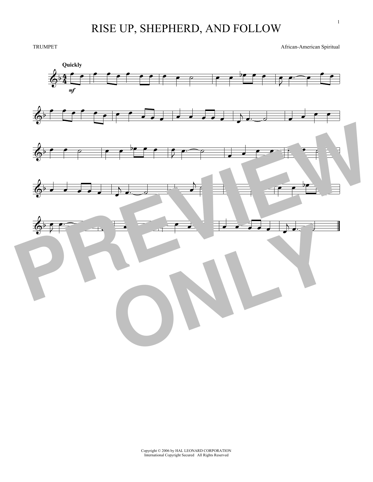 Produktgalerie: Seite 1 von 1 Rise Up, Shepherd, And Follow, African-American Spiritual, Trompete