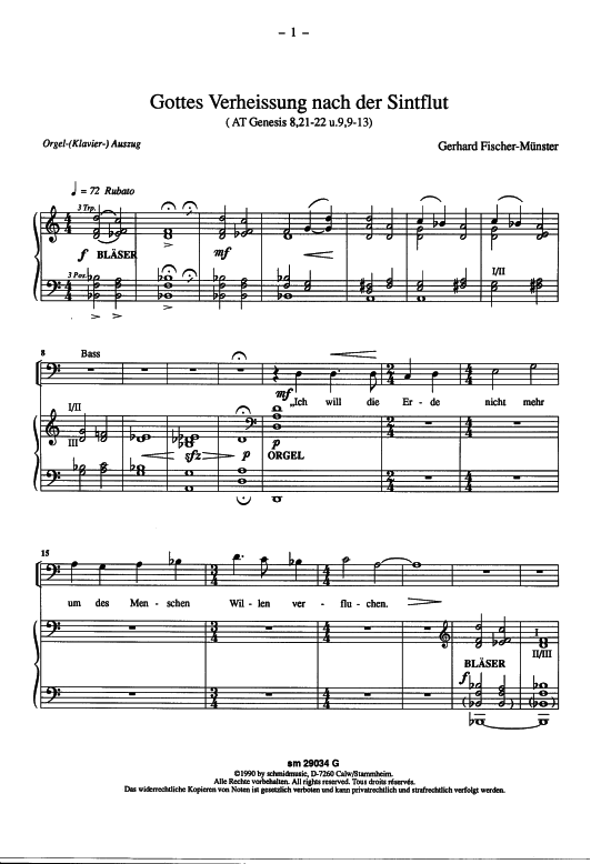 Product picture to: Gottes Verheissung nach der Sindflut, Meditation für Chor (GCH/MCH) Gerhard Fischer Münster (nach: Gen 8,21-22 & 9,9-13)