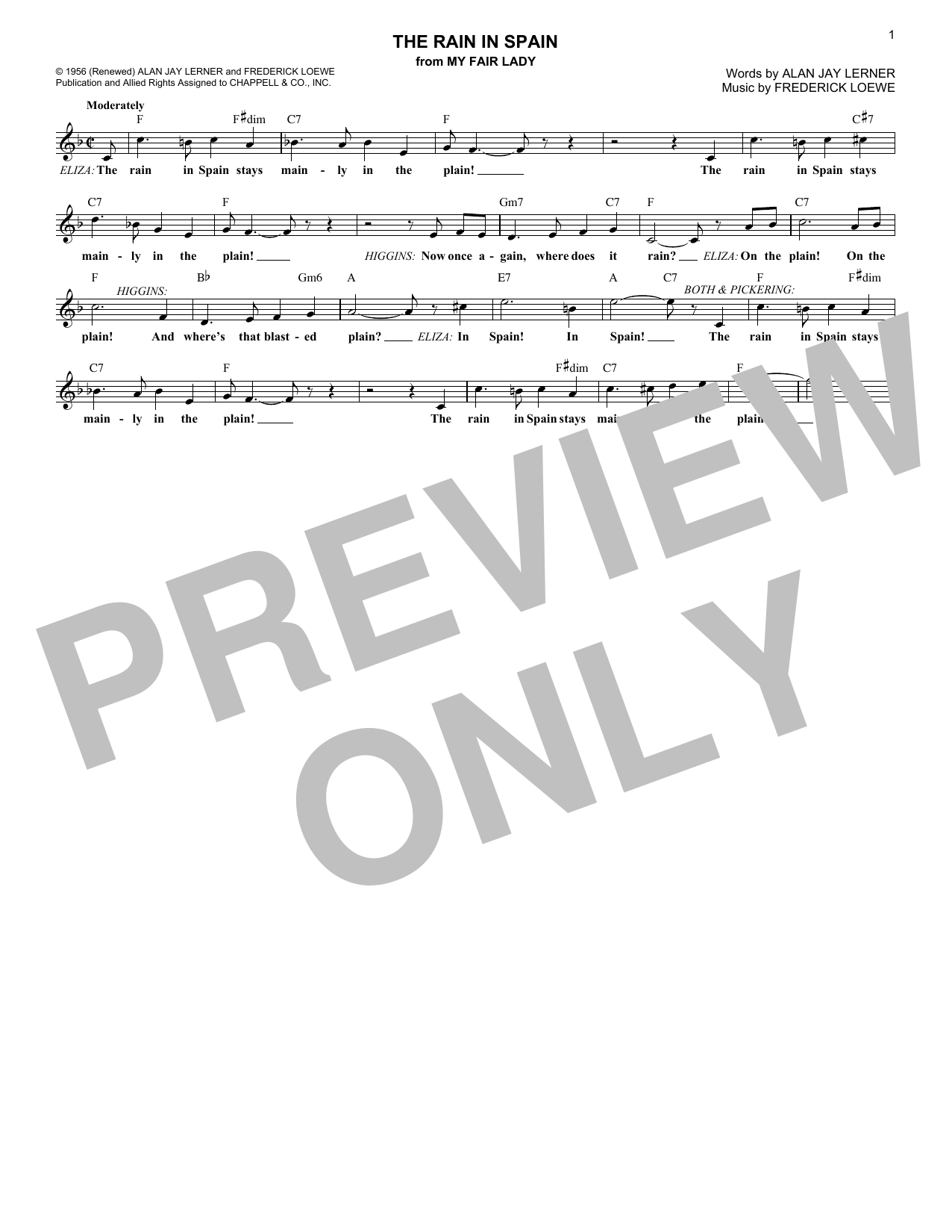 Produktbild zu: The Rain In Spain (from My Fair Lady)