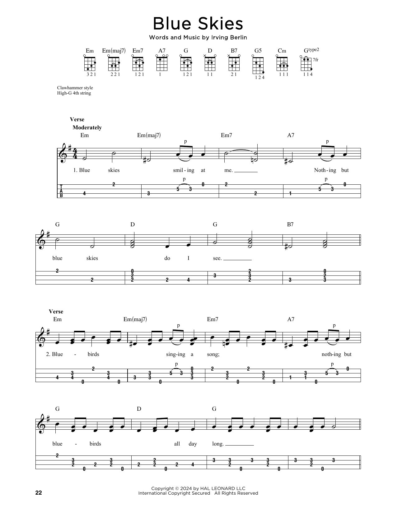 Product gallery: Page 1 of 1 Blue Skies (arr. Jim Schustedt), Willie Nelson