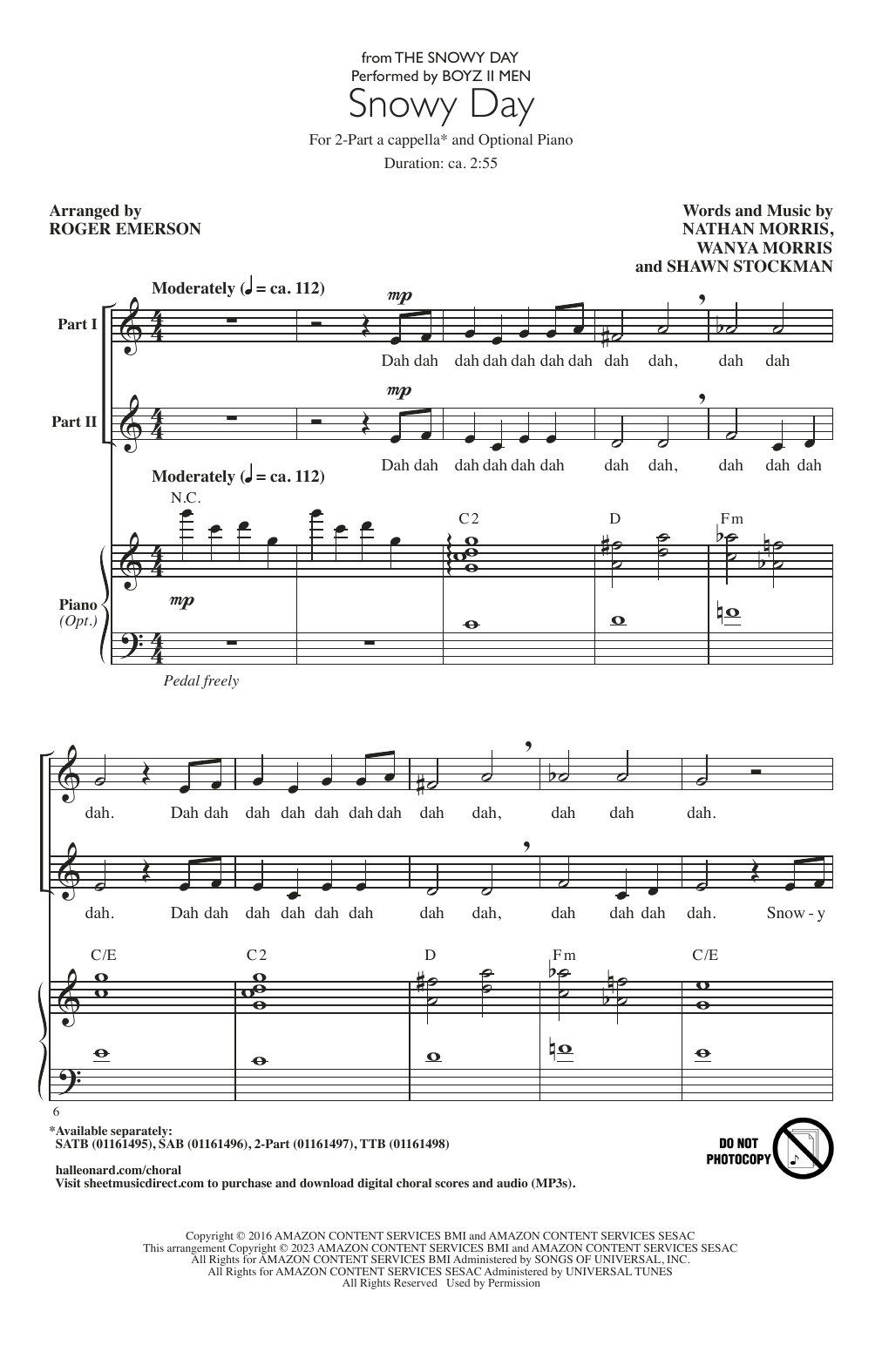 Product gallery: Page 1 of 1 Snowy Day (from The Snowy Day) (arr. Roger Emerson), Boyz II Men