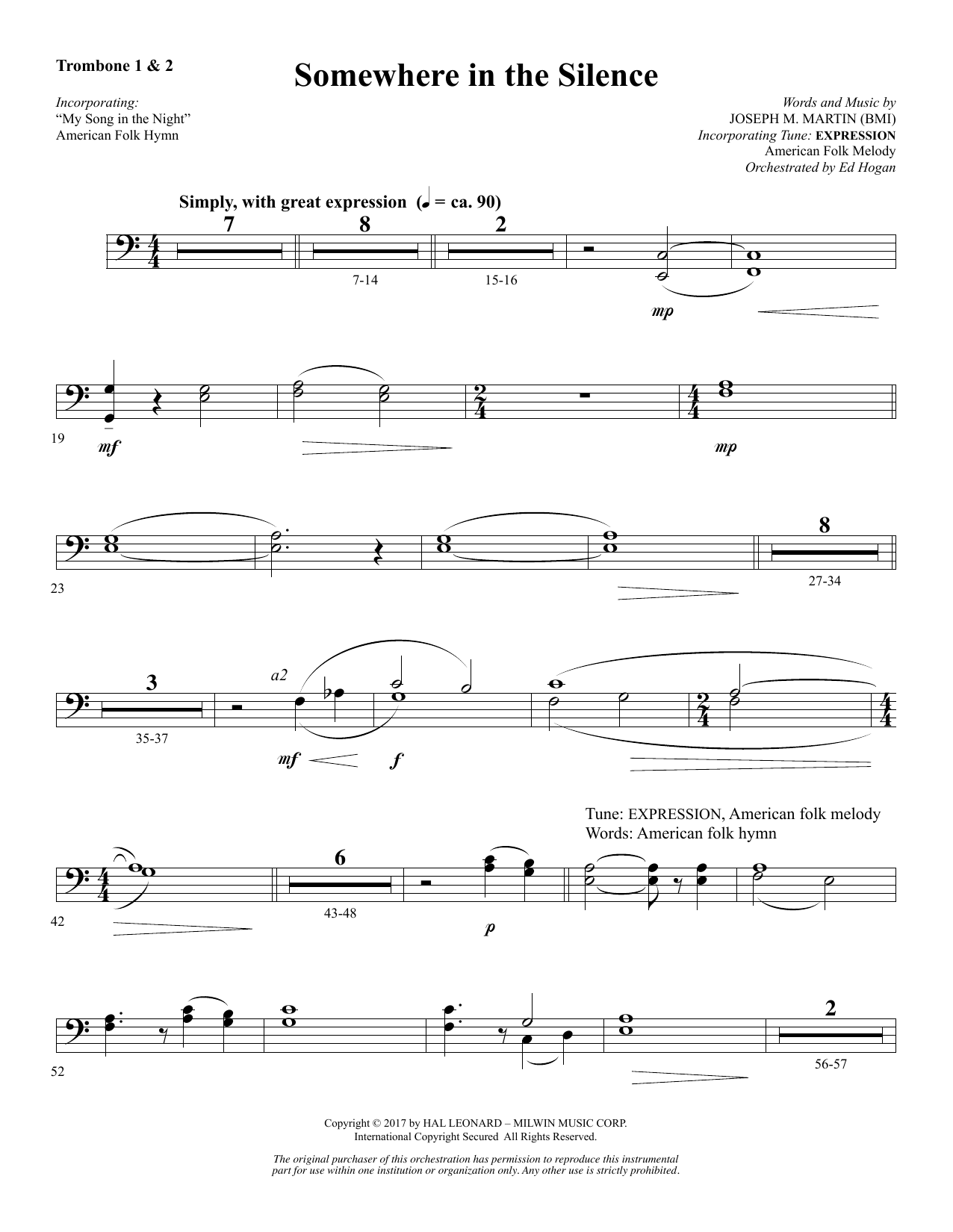 Produktbild zu: Somewhere in the Silence - Trombone 1 & 2