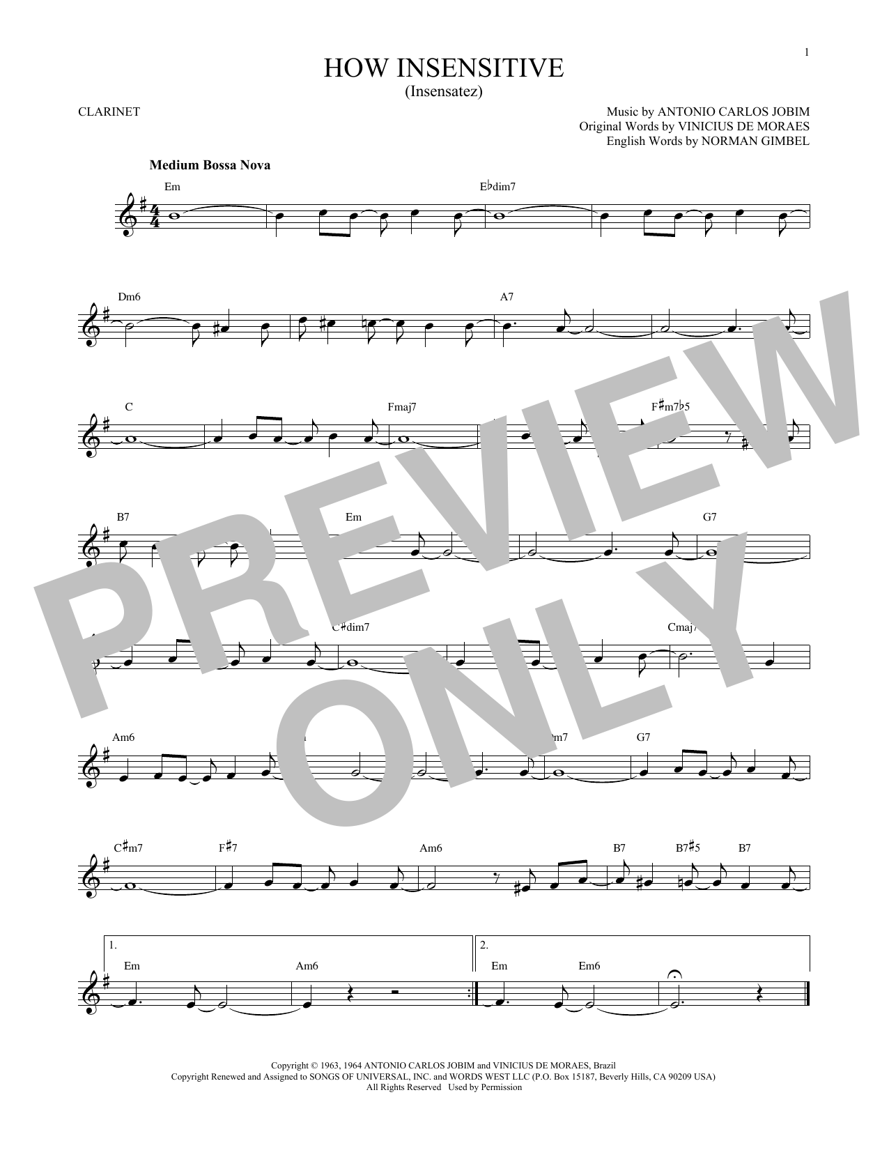 Product gallery: Page 1 of 1 How Insensitive (Insensatez), Antonio Carlos Jobim