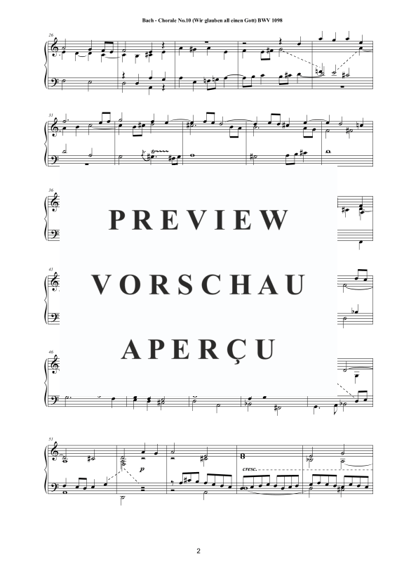 Product gallery: Page 3 of 4 Choral No.10 in D-Moll (Wir glauben all einen Gott) BWV 1098, , Solo Piano