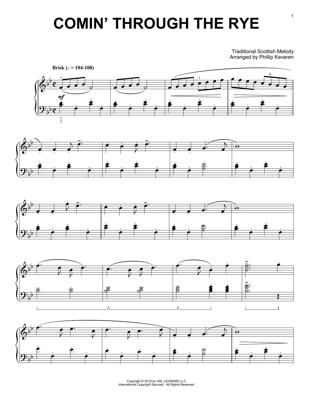 Produktbild zu: Comin' Through The Rye (arr. Phillip Keveren)