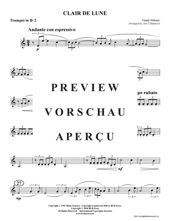 Produktgalerie: Seite 7 von 14 Clair de Lune, , (2xTrompete in B, Horn in F, Posaune)
