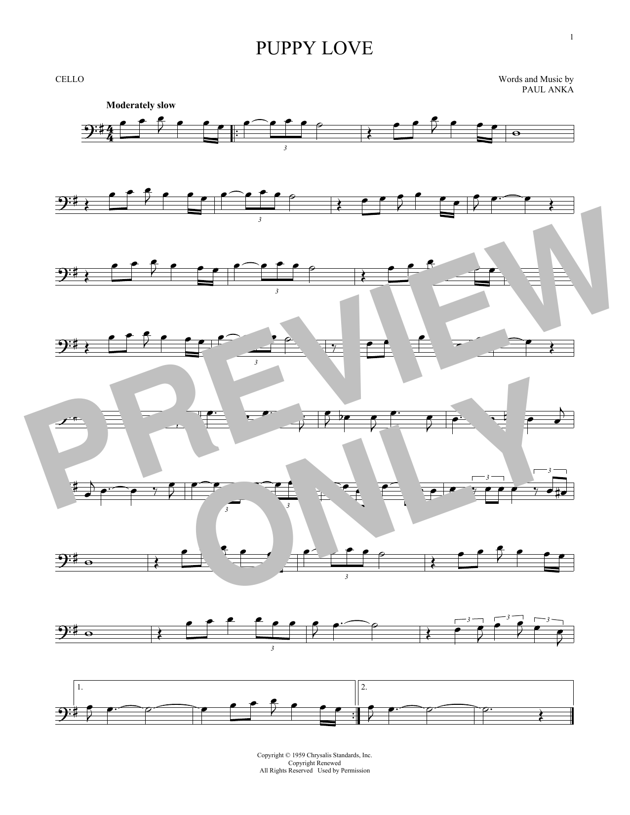 Produktgalerie: Seite 1 von 1 Puppy Love, Paul Anka, Violoncello