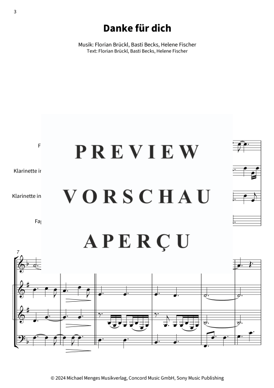 Produktgalerie: Seite 5 von 11 Danke für dich, Helene Fischer, (Holzbläser Quartett)