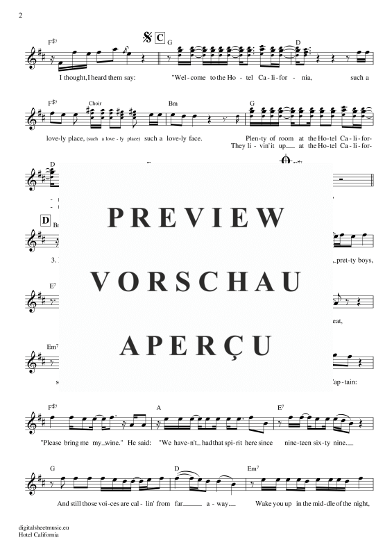 Product gallery: Page 3 of 5 Hotel California, Eagles, The, (Keyboard)