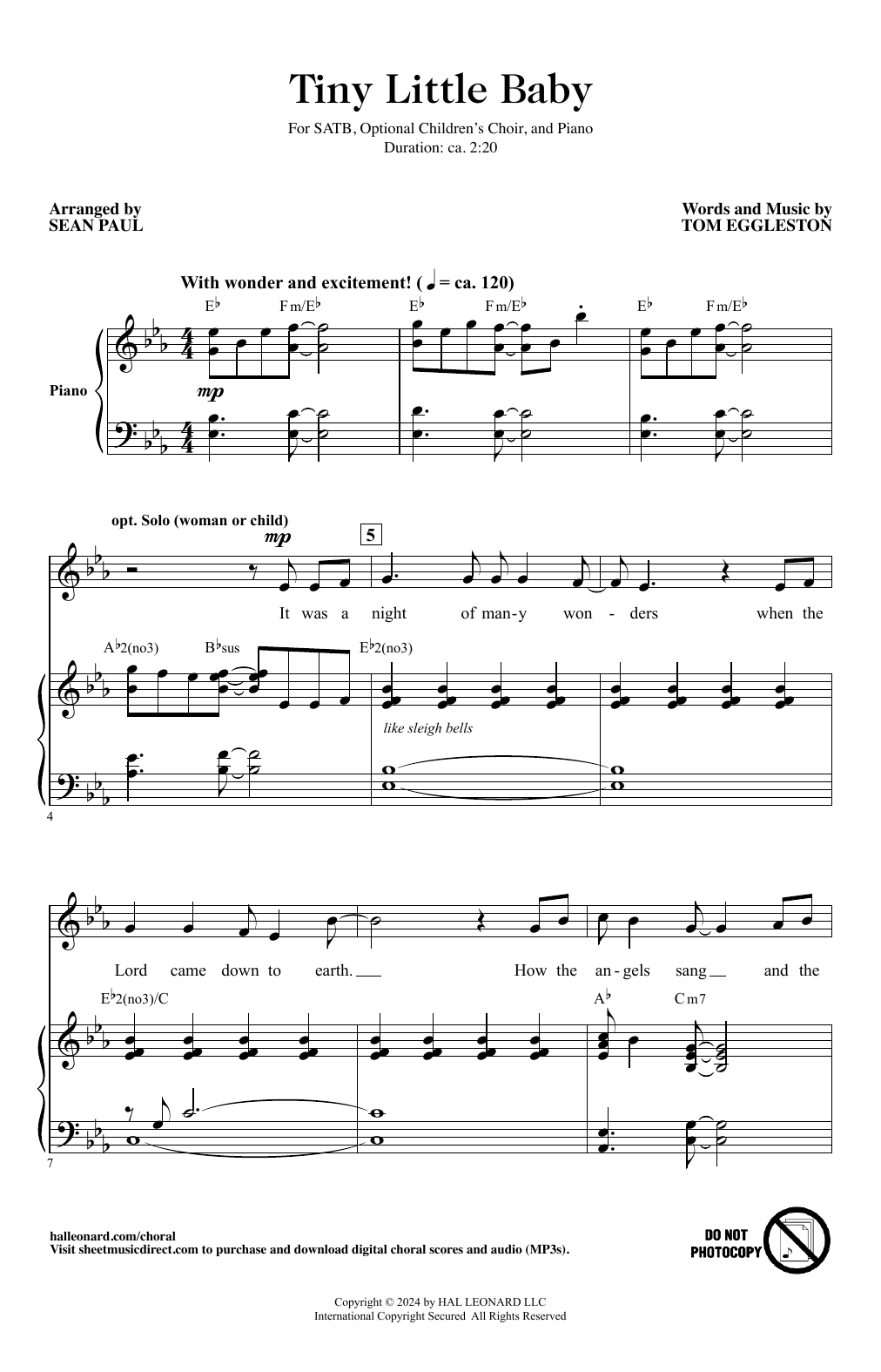 Produktbild zu: Tiny Little Baby (arr. Sean Paul)