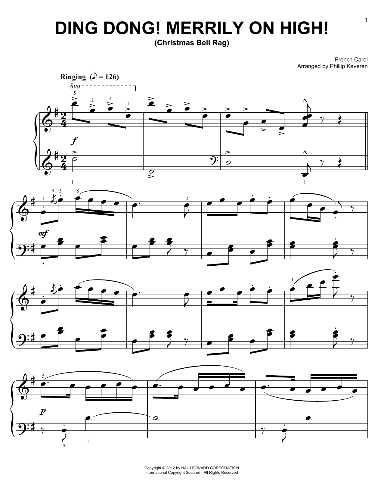 Produktbild zu: Ding Dong! Merrily On High! [Ragtime version] (arr. Phillip Keveren)