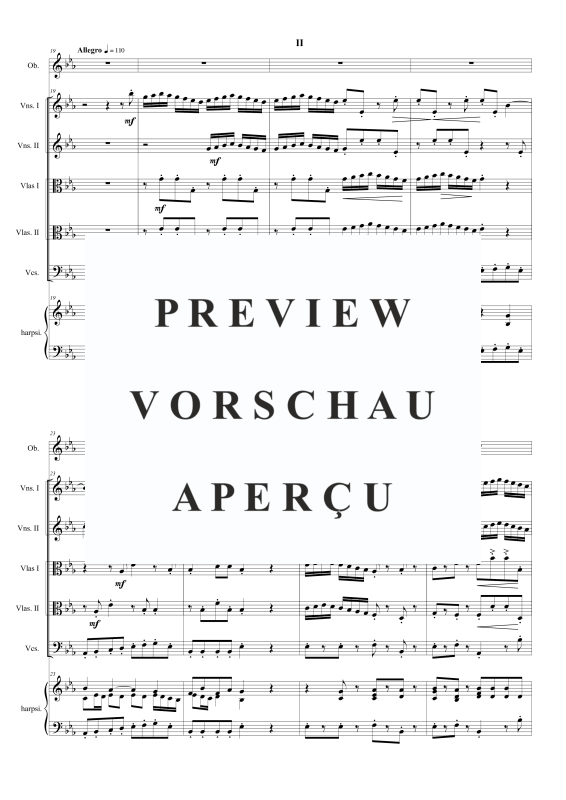 Produktgalerie: Seite 5 von 11 Oboen Konzert in Es-Dur, , Oboe Solo, Streicherensemble und Cembalo BC