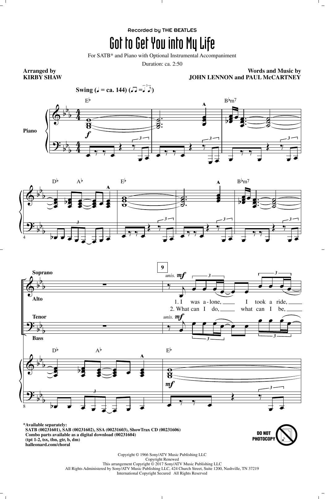 Produktgalerie: Seite 1 von 1 Got To Get You Into My Life (arr. Kirby Shaw), The Beatles, Chor