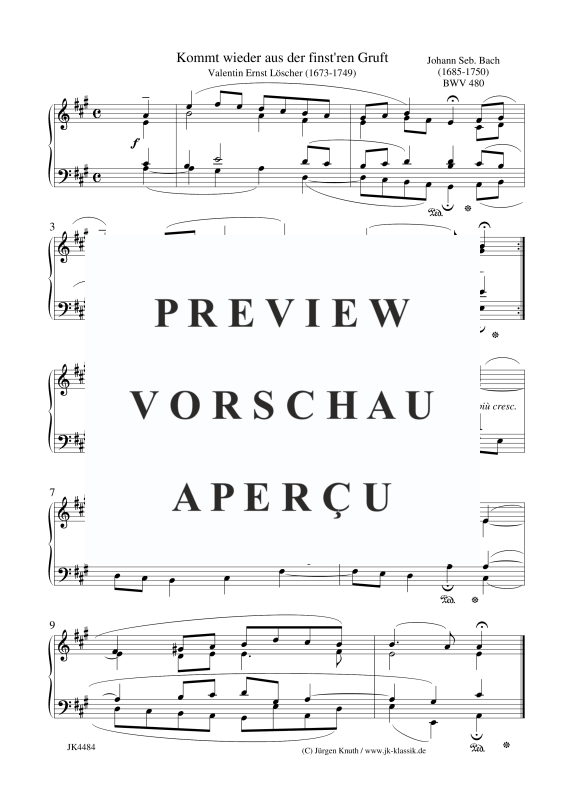 Produktgalerie: Seite 3 von 3 Kommt wieder aus der finst'ren Gruft BWV 480, , Gesang und Klavier