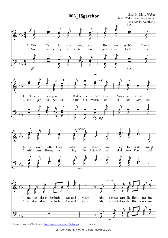 Product picture to: Jägerchor K. M. v. Weber / Wilhelmine von Chezy. 