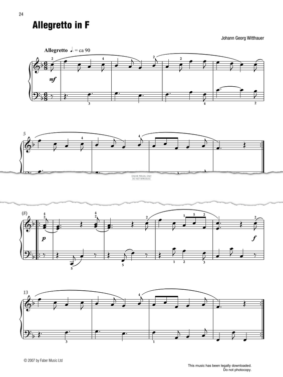 Produktgalerie: Seite 1 von 1 Allegretto in F (Best of Grade 1 Piano), Johann Georg Witthauer, Klavier