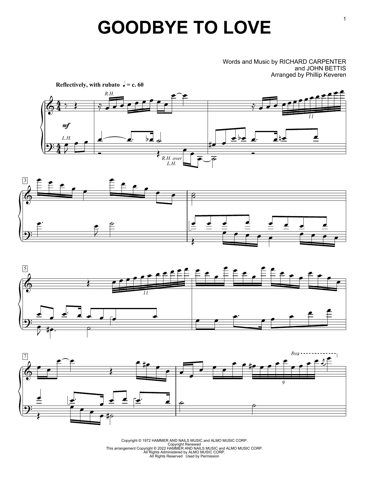 Product picture to: Goodbye To Love (arr. Phillip Keveren)