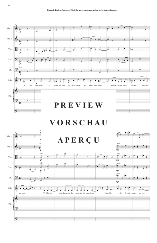 Product gallery: Page 13 of 21 Spaces of Night , , (mezzo soprano, organ + string orchestra)