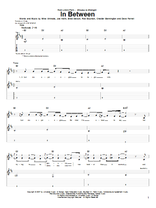 Produktgalerie: Seite 1 von 1 In Between, Linkin Park, Gitarre