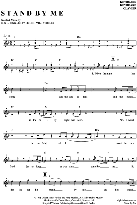 Product gallery: Page 1 of 4 Stand by me , King, Ben E., (Keyboard)