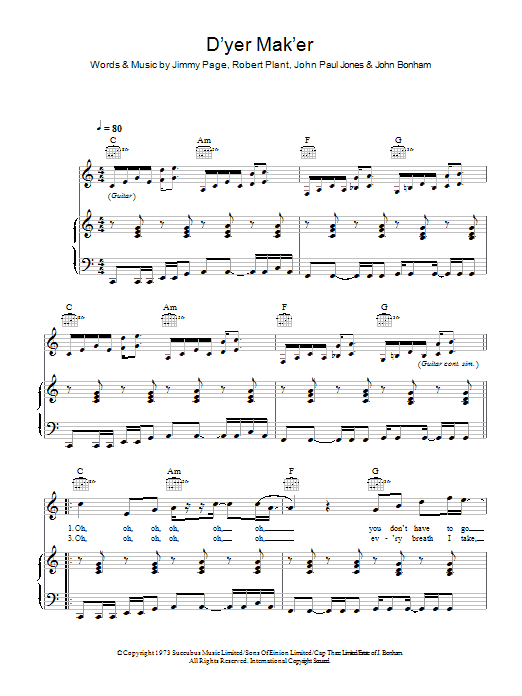 Produktgalerie: Seite 1 von 1 D'yer Mak'er, Led Zeppelin, Gesang, Gitarre, Klavier